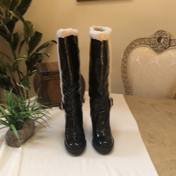 Michael Kors knee Boots black patent faux fur - Picture 8 of 15